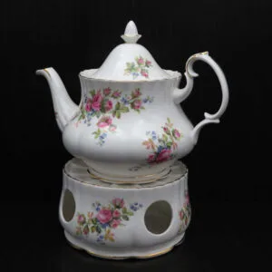 Royal-Albert-Moss-Rose-theepot-met-licht